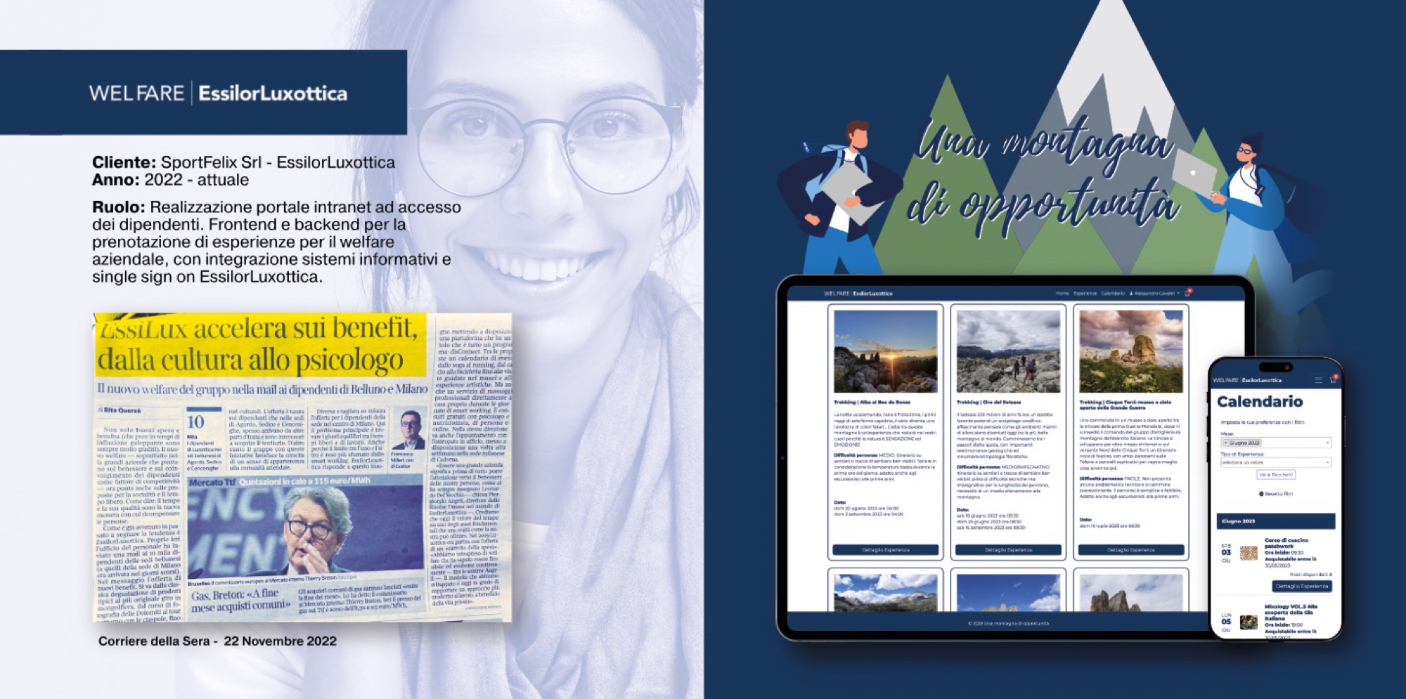 Frontend e backend del portale welfare con integrazione intranet e SSO