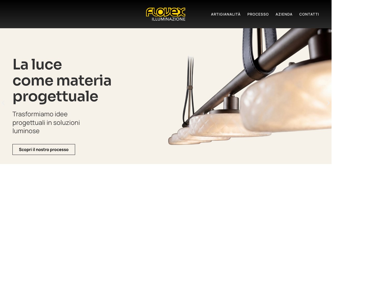 Flovex — la sezione del sito dedicata alla produzione