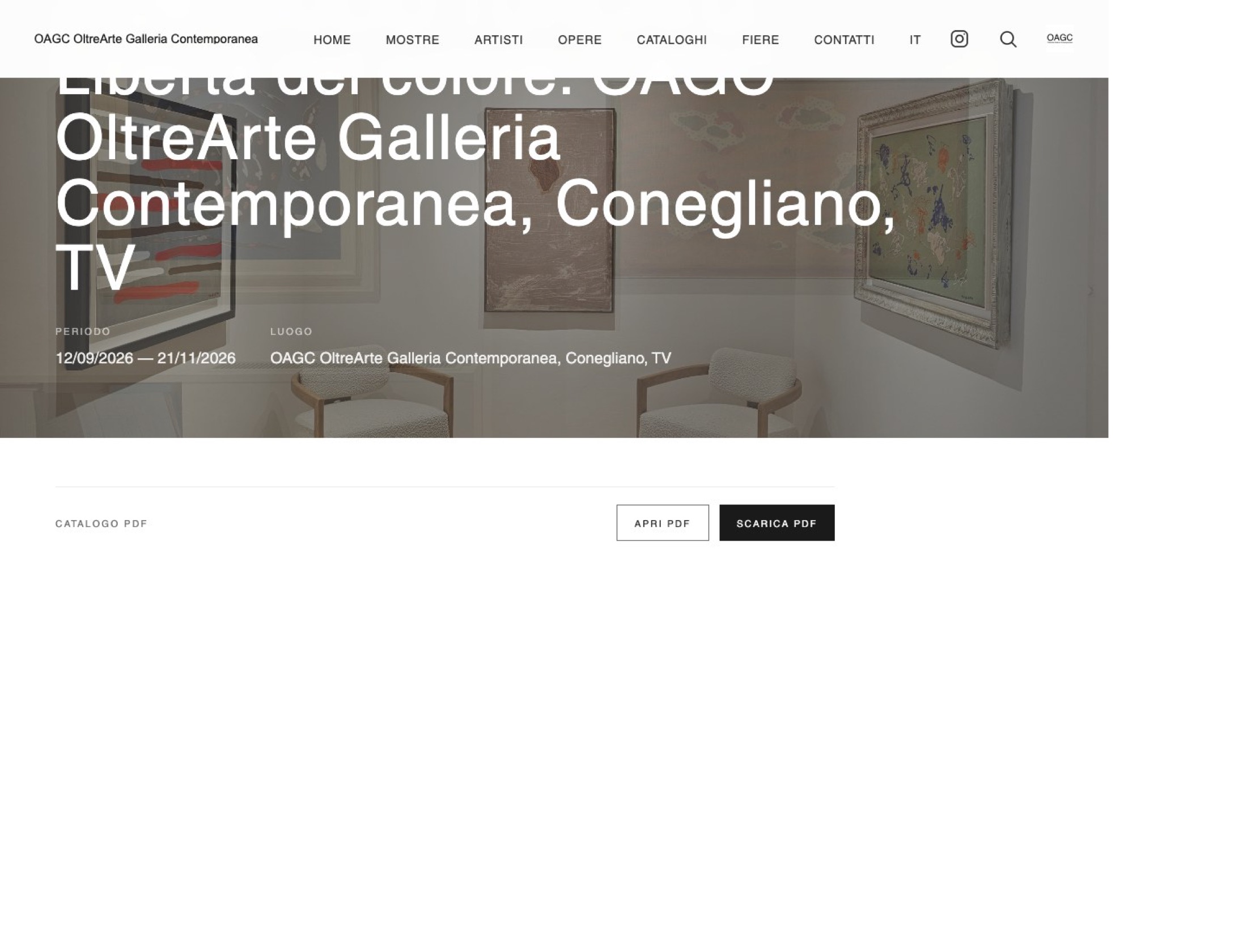 Exhibition page of the OltreArte website