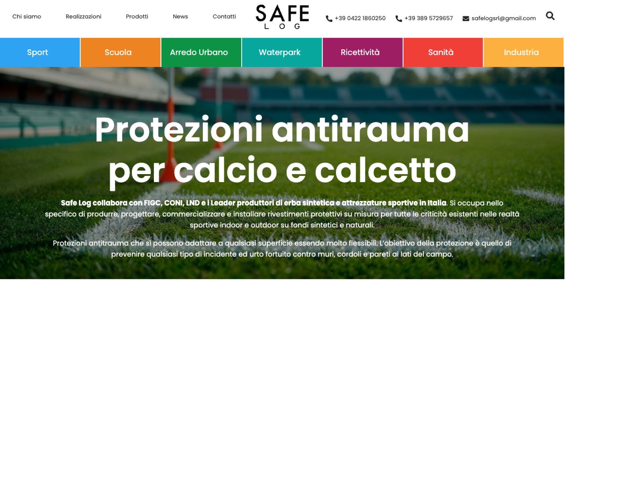 Sports pitch protection page on the Safe Log website