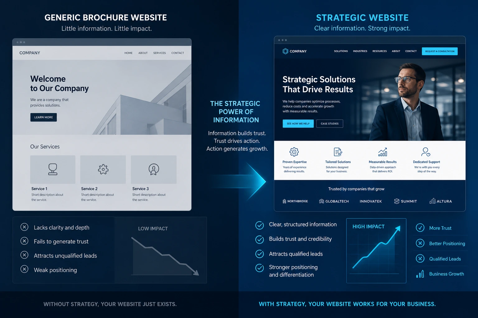 Abstract infographic on website development, SEO, UX and conversion