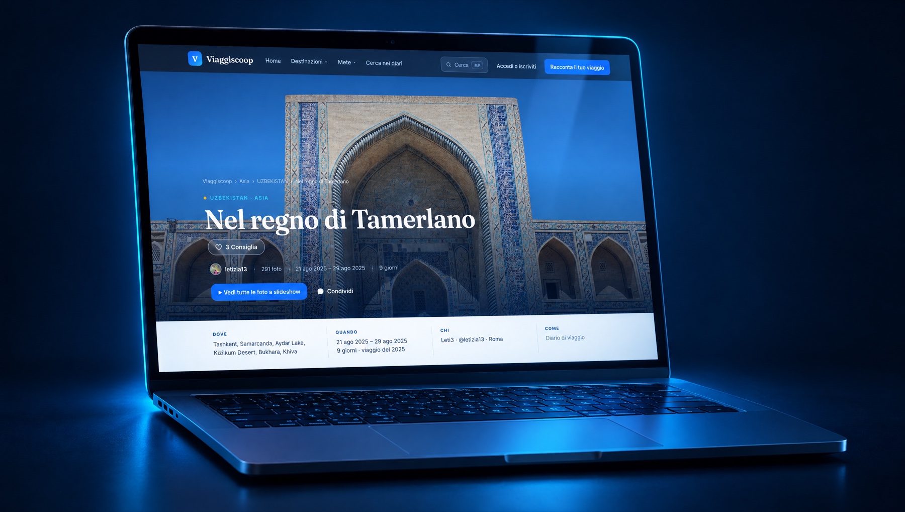 The diary “In the kingdom of Tamerlane”, Uzbekistan, open on the portal