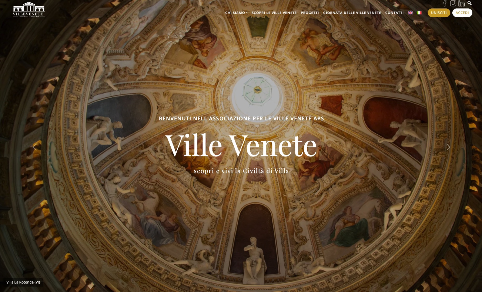 Homepage del sito Ville Venete — Associazione per le Ville Venete APS